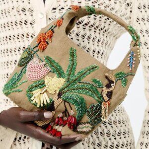 NEW ZARA BEADED MINI BUCKET BAG Crossbody Jute Bag *Limited Edition*